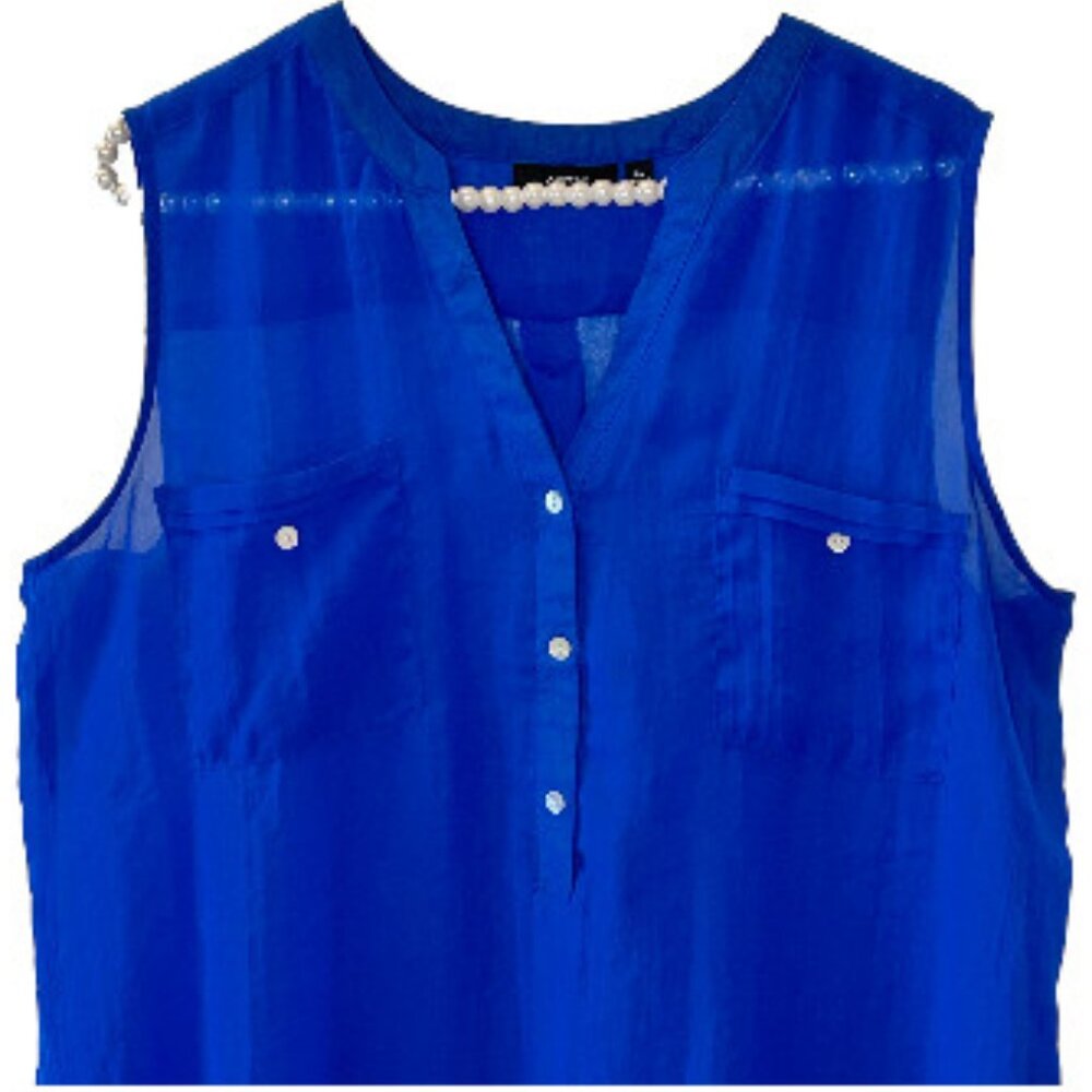 Royal Blue Apt 9 Sheer Sleeveless Top XL